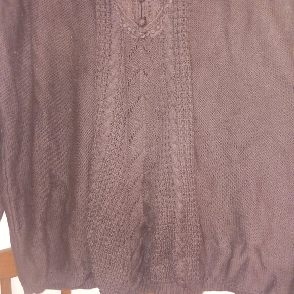 22/24w Lace front panel Chocolate Brown sweater nwot. Roaman's - Picture 4 of 5